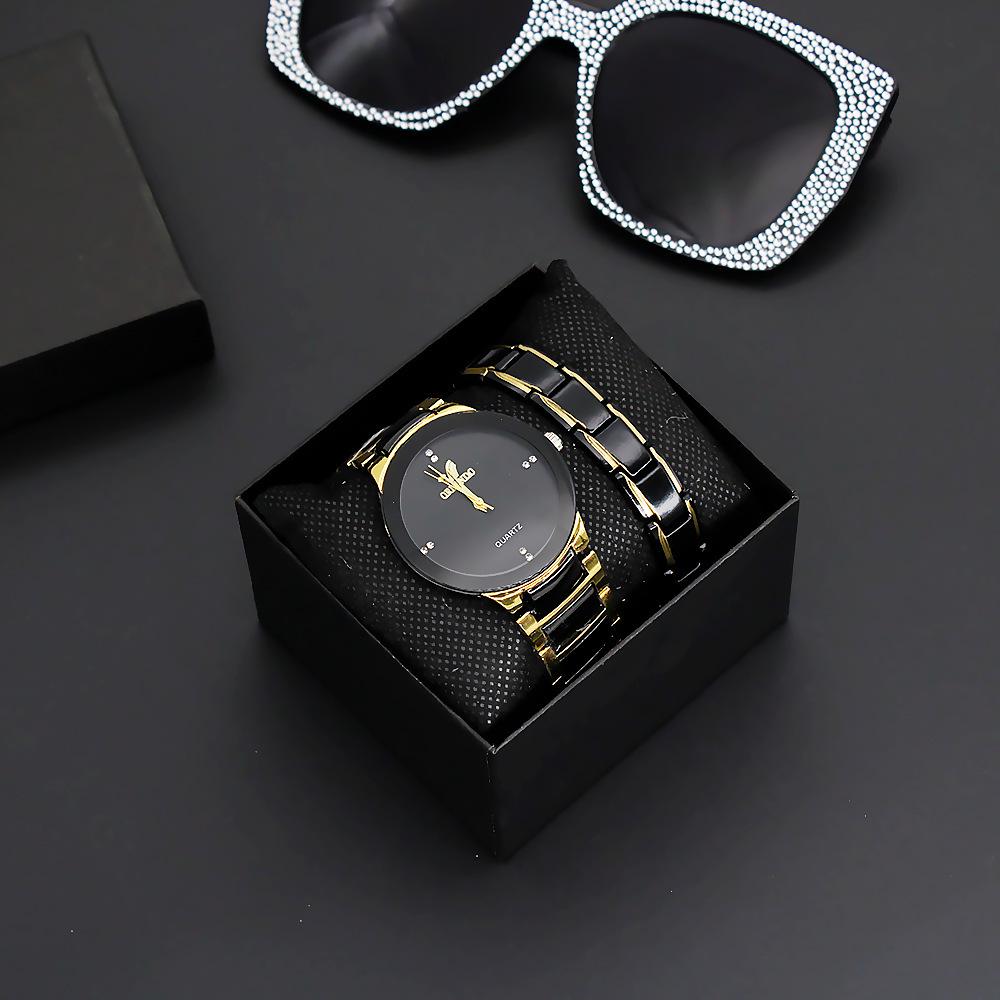 Couples Quartz Wristwatch Set - Stainless Steel Band