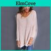 Cozy And Chic Womens Autumn Winter Solid Color Long Sleeves V Neck Knitted Pullover Sweater