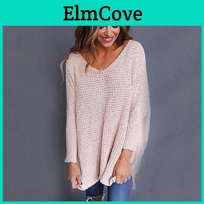 Gemütlicher und schicker Damen Herbst Winter einfarbiger Pullover mit langen Ärmeln und V-Ausschnitt