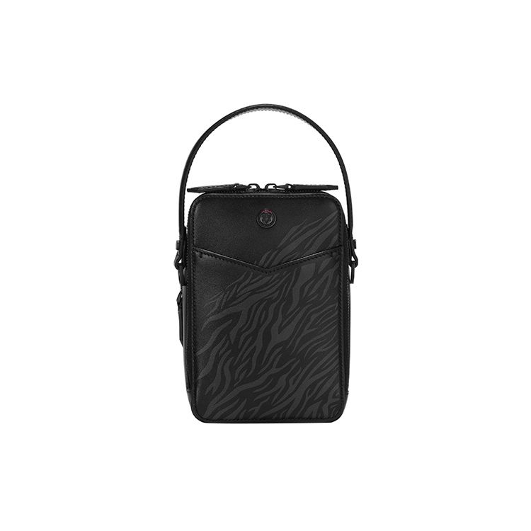 

Montblanc Meisterstück Series Tiger Print All Reporter Bag Grain Calfskin Handheld Shoulder Crossbody Mini Men Bags Black 129635 Basic Set (Bag+Dust Bag)