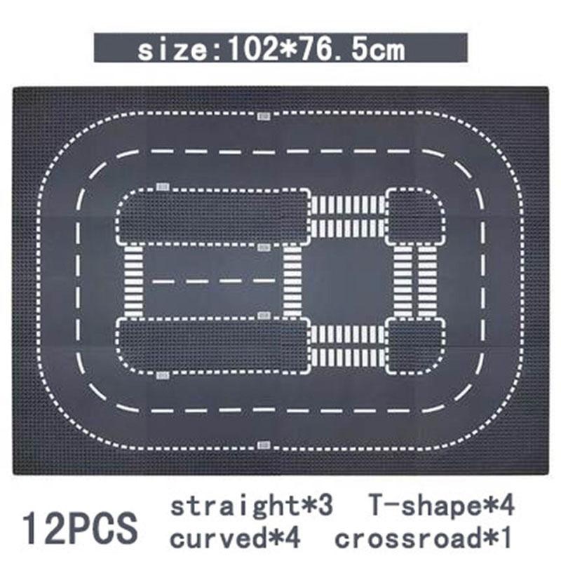 Non-Toxic City Road Street Baseplate Straight Crossroad Curve T-Junction Building Blocks Base Plates Construction For Children Kids