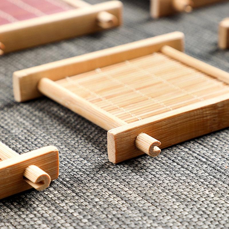 Bamboo Square Tea Coaster Heat-Resisting And High-Temperature Cup Mats Table Protector Reusable Wood Accessory Decor