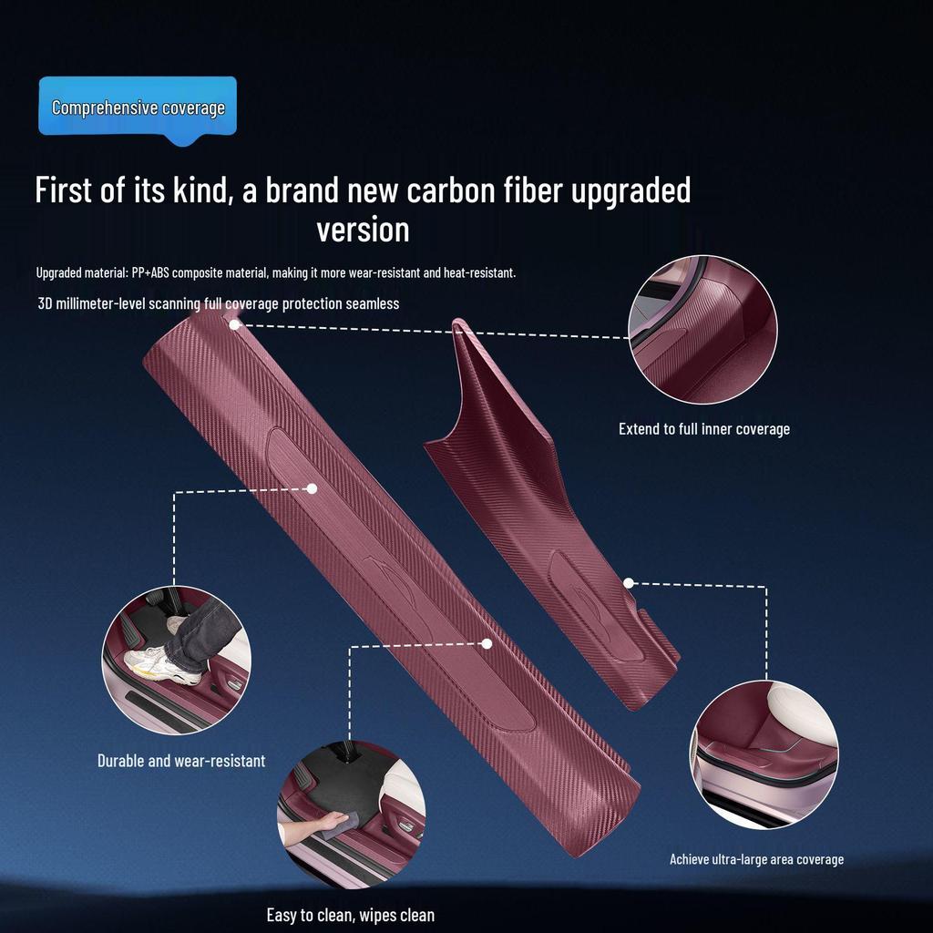Xiaomi YU7 Non-Slip Carbon Fiber Door Sill Strips & Trunk Guard