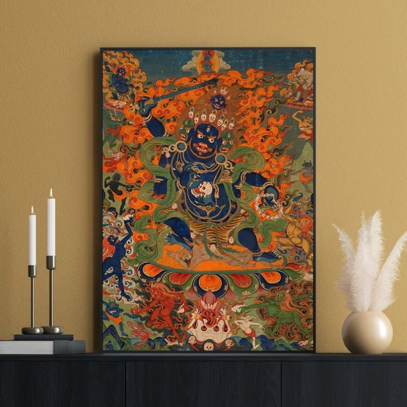 Tibetan Buddhist Mahakala Buddha Shakyamuni Religious Poster and Prints Canvas Painting Wall Art Pictures Home Room Decor Gift