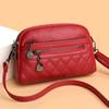 Textured rhombus embroidery thread simple soft leather medium mother small square bag new fashionable versatile shoulder messenger bag