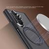 For Samsung Z Fold 8 Ultra Galaxy Z Fold 7 Matte Frosted Metal Magnetic Ring Kickstand Case with Tempered Glass Screen and Hinge