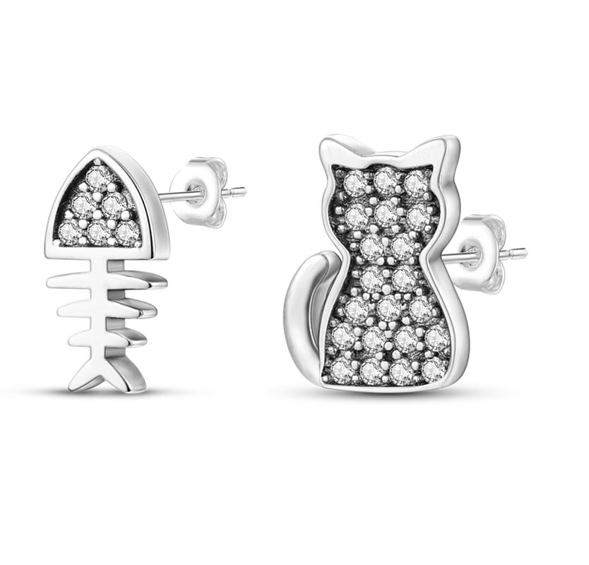 Cute Unicorn Stud Earrings Silver Plated for Little Girl Crystal Cat Mouse Elephant Heart Star Earring Gift Jewelry