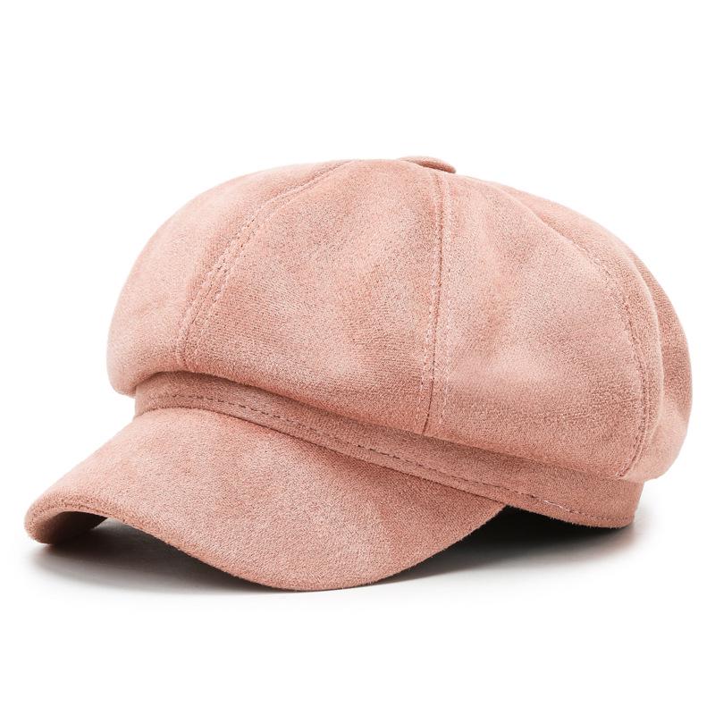 Octagonal Suede Beret: Versatile Korean-Style Autumn/Winter Fashion Hat for Women.