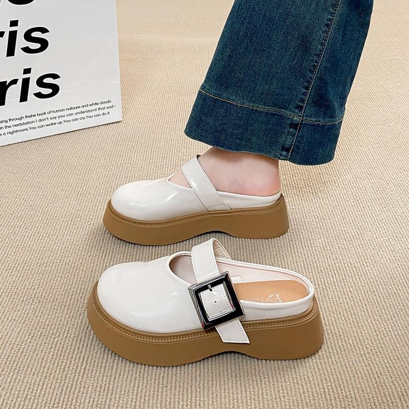 

Женские полушлепанцы с закрытым носком, летние, на толстой подошве, лоферы с большой головкой, дышащие, уличные, повседневные, модная обувь 35