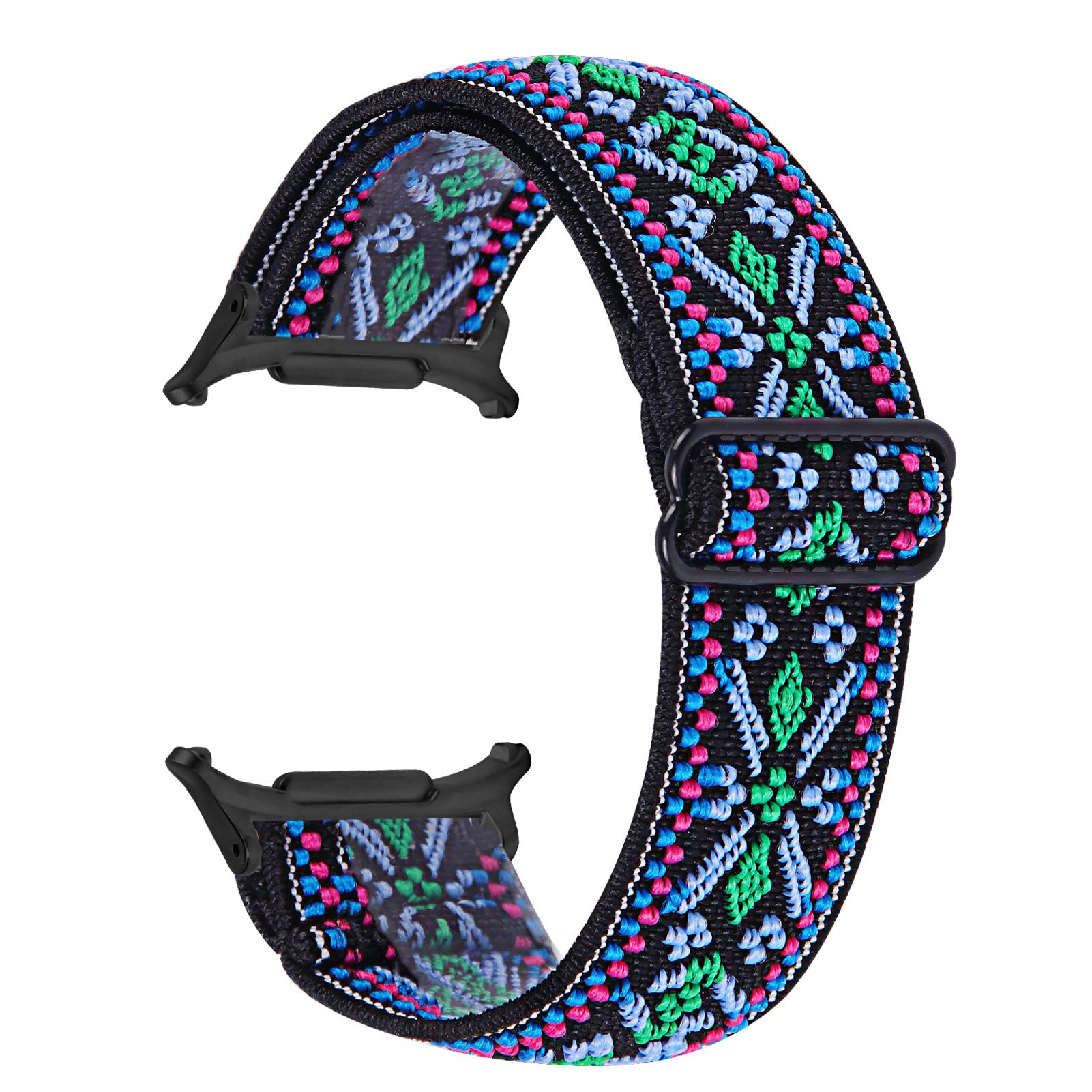 

Pattern Design Watch Band for Samsung Galaxy Watch8 44mm/40mm/Watch8 Classic 46mm Elastic Strap with Black Connector L