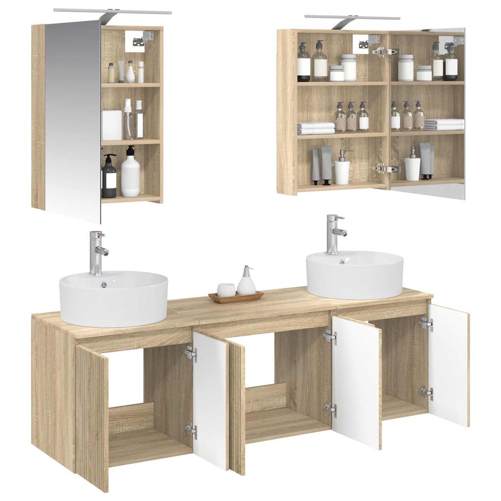 Bathroom Cabinet Set 5 pcs Sonoma Oak Wood Based Material