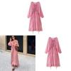 Polyester Unifarben V-Ausschnitt Ärmellos Langes Kleid Für Elegante Damen Frühling