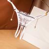 2Pcs Women Erotic Low Waist Lace Faux Pearl Pendants Decor Open G-string Thong