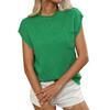 Women's Round Neck Pocket Decoration Diamond Grid Short Sleeved Sweater for Women Shirt
