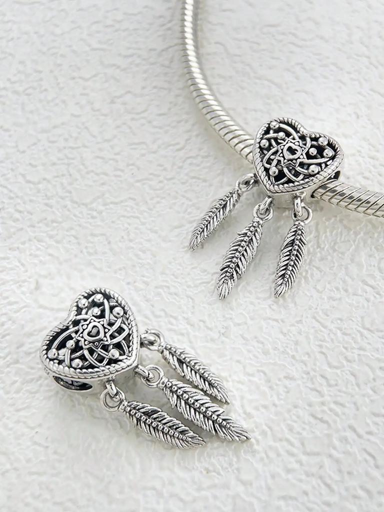 Copper Plated Authentic Charm Bead Charms Colored Feathers Bead Charms Compatible With Bracelets Womens Jewellery Gift