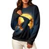 Women's Fashion Casual Long Sleeve Crewneck Sweatshirt with Halloween Print