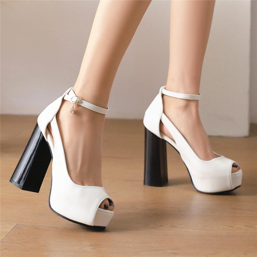 Fashion Summer European and American Peep Toe Shoes Super High-Heeled Pumps Platforms Goth Sandals Ankle Strap Buckle Wedding Party Shoe