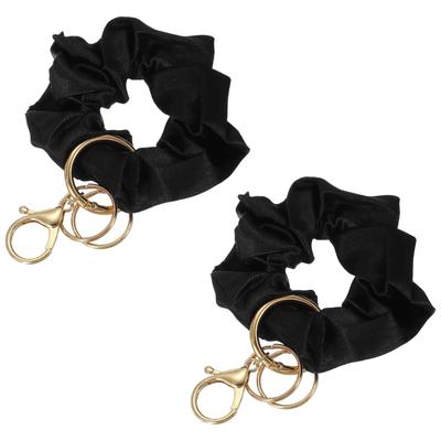 [uxcell] 2-Piece Keychain Wristlet, Elastic Lanyard Bracelet Scrunchie Keychain, Elastic Round Wristlet Car Keychain with Detachable Ring and Buckle,