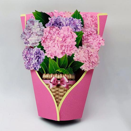 3D Květinová Kytice Pop-Up Přání Životní Velikost Růže/Jiřina/Tulipán/Hortenzie/Karafiát Kytice Přání pro Ženy Maminku Manželku Narozeniny Výročí