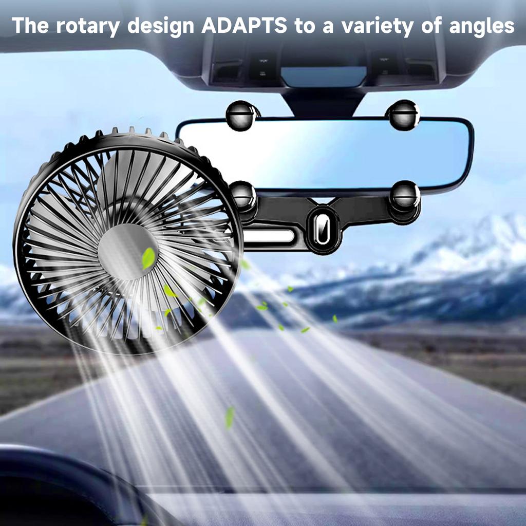 Adjustable 360Degrees 12/ Rearview Mirror Truck Car Fan USB Mini Rechargeable Silents Automobile SUV Supplies General