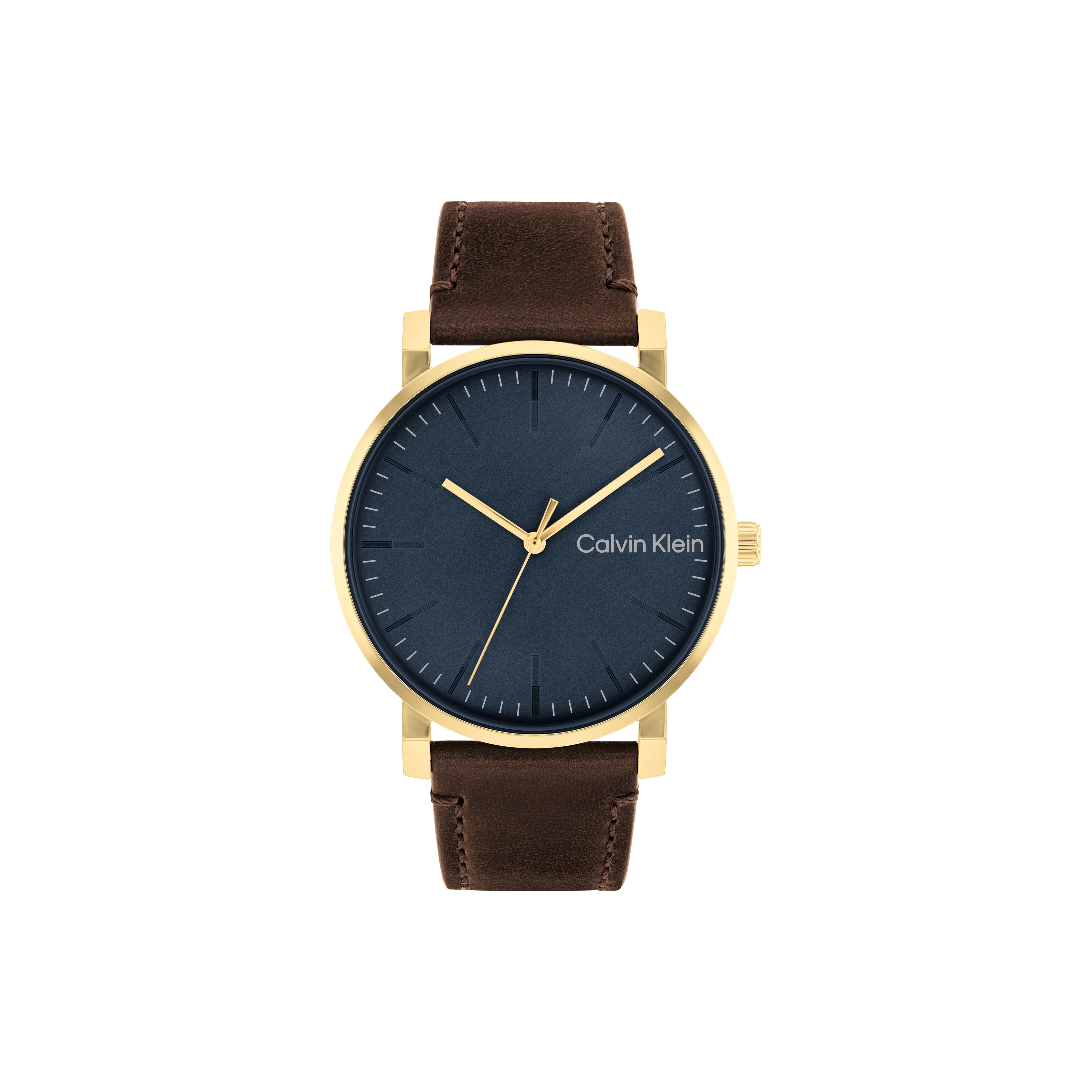 Calvin Klein Quartz Watch Leather Strap 43Mm Blue Dial Minimalist Trend Men watches 25200261 Regular Watch Box,Blue Dial