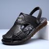 2025 Summer Shoes Mens Genuine Leather Sandals Fashion Brand Male Footwear Flat Non-slip Cow Leather Summer Holiday Shoes