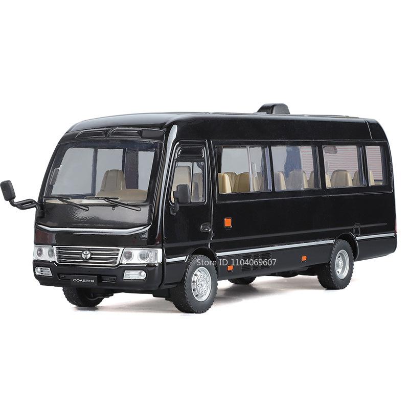 

1:24 Coaster Miniature BUS Toy Model Cars Alloy Diecast Sound Light Doors Opened Shock Absorption Pull Back Car Toys Kids Gifts чёрный