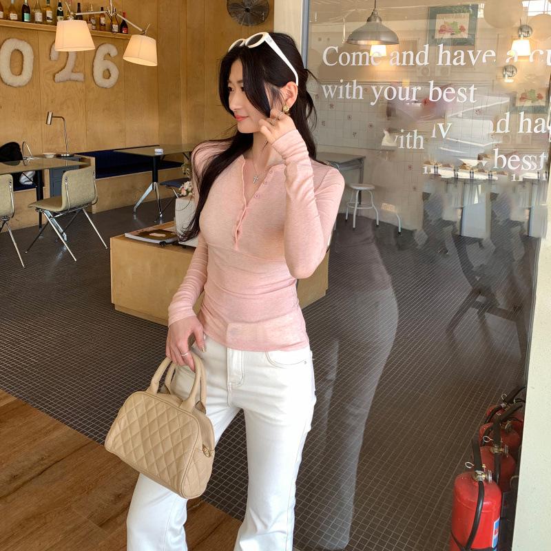 In Stock: 2026 New Style Slimming Lyocell Tencel Henley Long Sleeve Tee