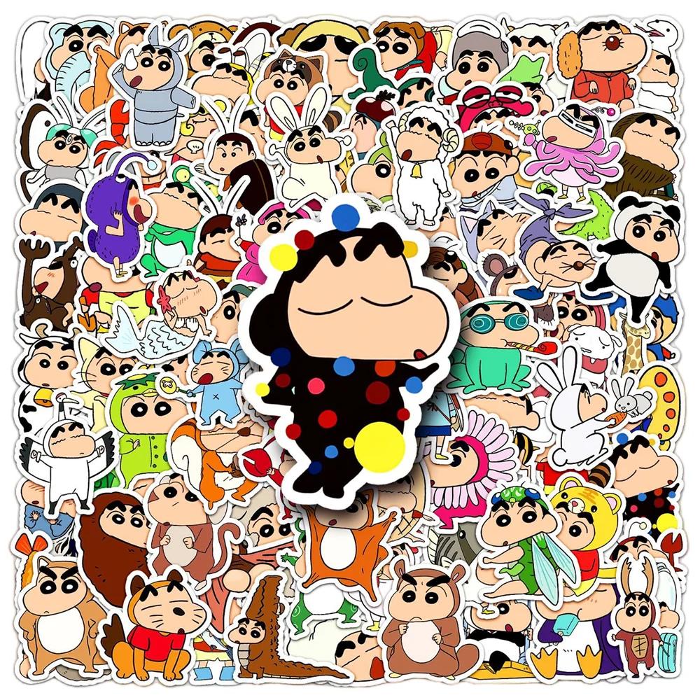 Kawaii Anime Crayon Shin-chan Stickers Skateboard Suitcase Phone Laptop Waterproof Cute Stickers Cartoon Kids Toy