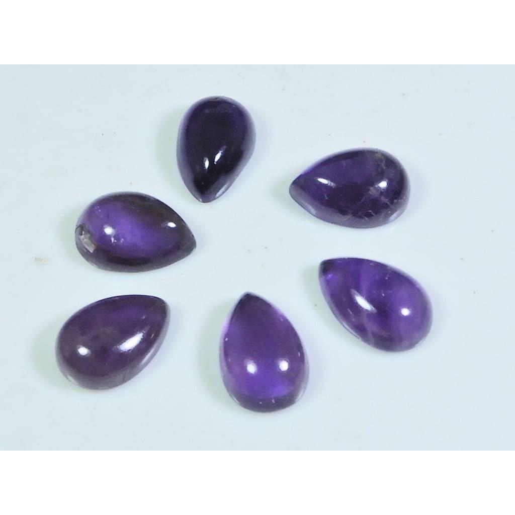 8X12MM Natural Amethst Ring Size Pear Cabochon Loose Gemstone 6Pcs Lot 20Cts A-437