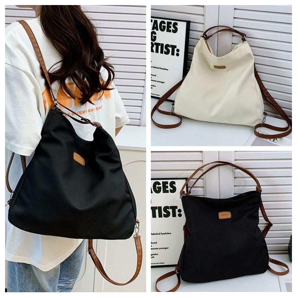

Nylon Dual-use Shoulder Backpacks Solid Color Crossbody Bag Retro Canvas Tote Bag Outdoor чорний