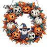 Fine Workmanship Decor Fall Pumpkin Sunflower Wreath Hanging Decor, Acrylic Hand Painted Festive Party Decoration Window Ornament,