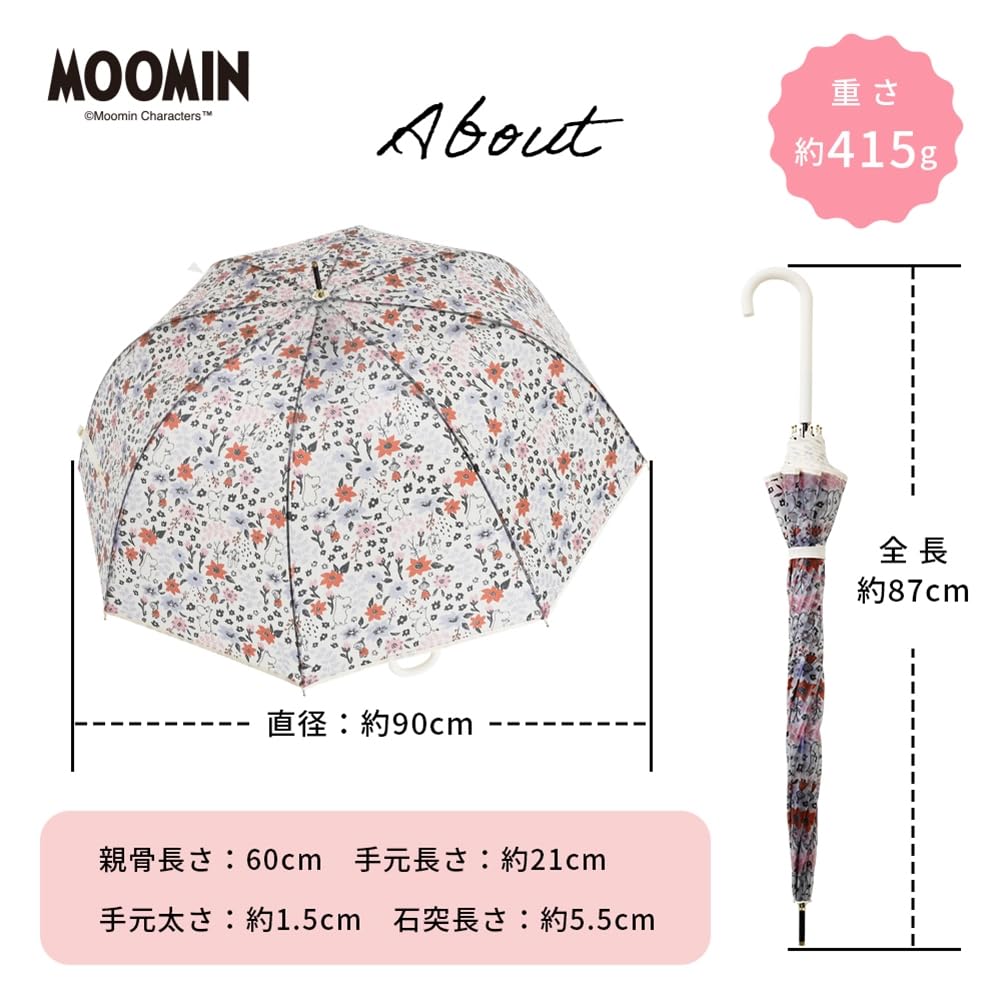 MOOMIN Ogawa Long Vinyl Moomin Family 8 Automatic Gift Item 72072 Umbrella, Umbrella, Design, Black, 60cm, Ribs, Opening,