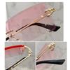 Fashion Rectangular Metal Rimless Women Glasses Gradient Glasses for Men Daily Life Eyewear Accessories