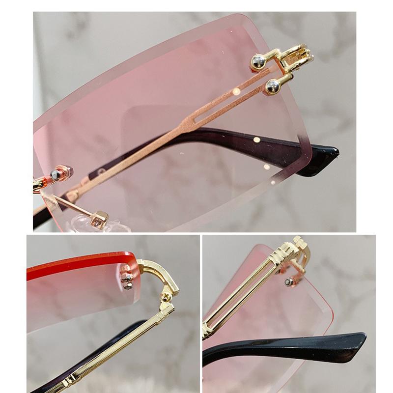 Fashion Rectangular Metal Rimless Women Glasses Gradient Glasses for Men Daily Life Eyewear Accessories