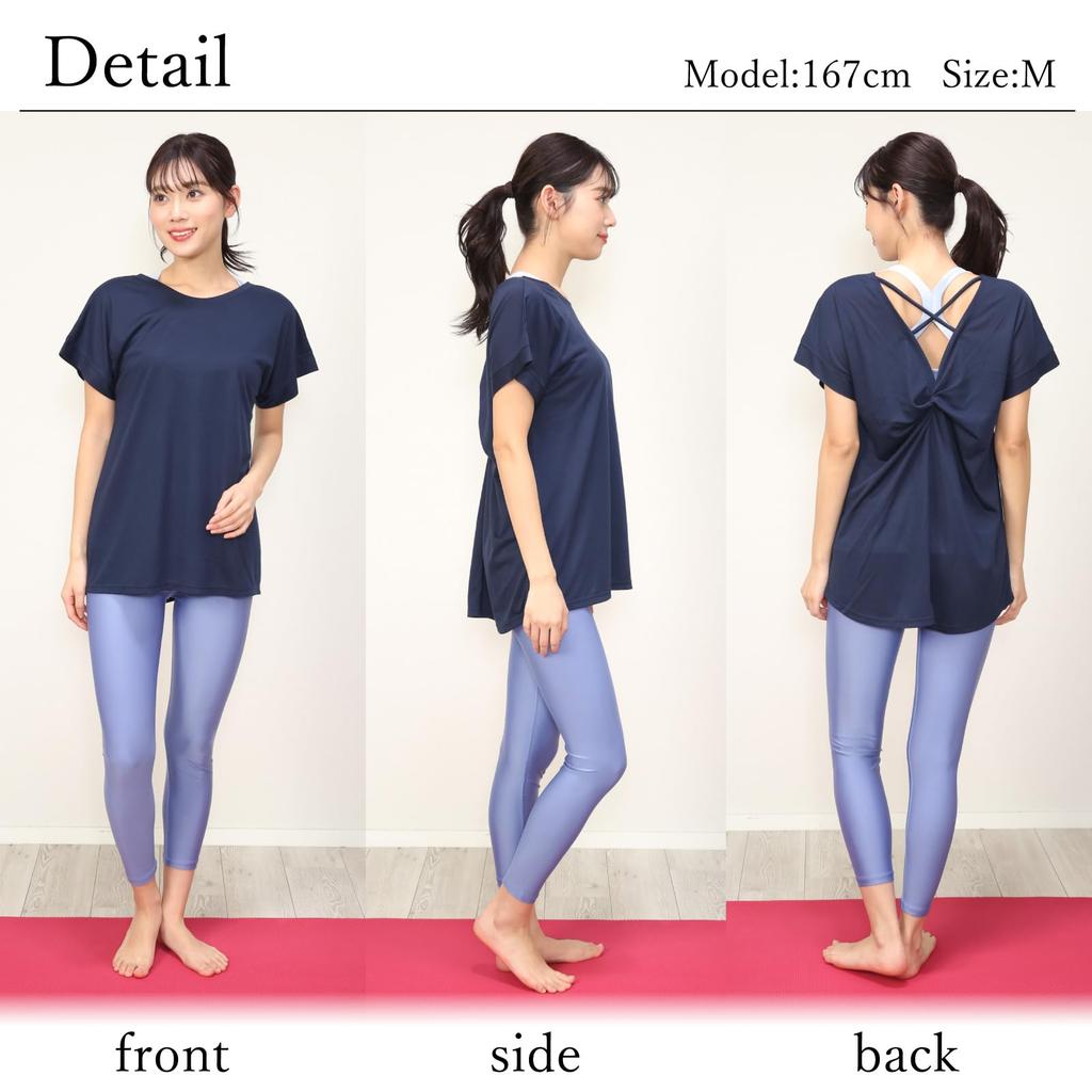 ON NISHIKI Yoga Loose Short Long Back Sportswear for and Home Workouts Women's Top, Fit, Sleeve, Sleeve, Quick-Drying, Design, Fitness, Running,