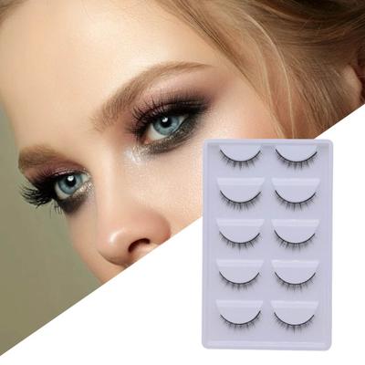 5Pairs/Box False Eyelashes Natural Comfortable Fiber Short Makeup Extensions Eye Lashes for Dressing Room