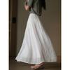 Lightweight Retro Linen Flowy Long Skirt with Elastic Waist