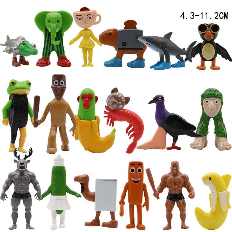 Non-Toxic New Tungtungtungsahurcreative Parody Figurine Models 8 Shark Wooden Stick Figurines Desktop Ornaments Toys