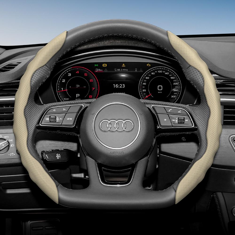 Funda para Volante para Audi, Diseño Deportivo Ondulado, Cuero Transpirable, Segmentada, Antideslizante, Absorbente de Sudor, Funda Protectora A4 B8