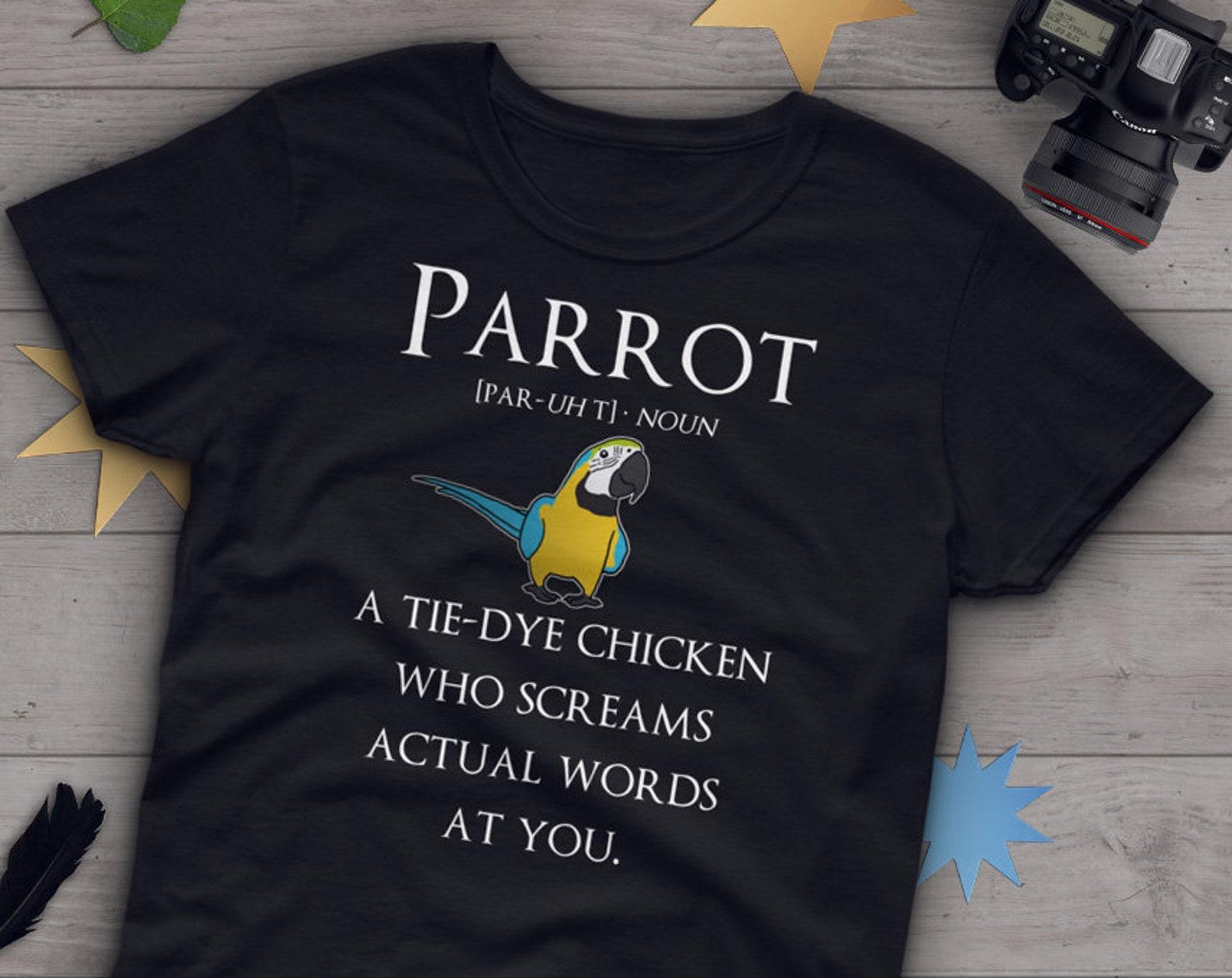 Funny Parrot Shirt, , Macaw Lover Gift, Cute Bird T-shirt, Parrot Tshirt, Pet Graphic Tee, Tops, Blue and Gold Macaw, Clothing 100