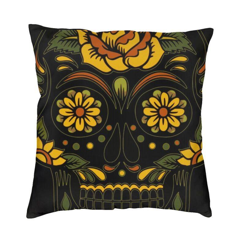 Luxury Day Of The Dead Throw Pillow Cover Home Decor Custom Square Mexican Sugar Skull Cushion Cover 45x45cm Pillowcover