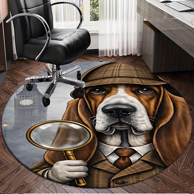 Sherlock Victorian Mystery Round Rug for Livingroom,Bedroom, Palyroom, Chair Rug, Area rug, Circle Carpet, Large Size Fan Christmas gift