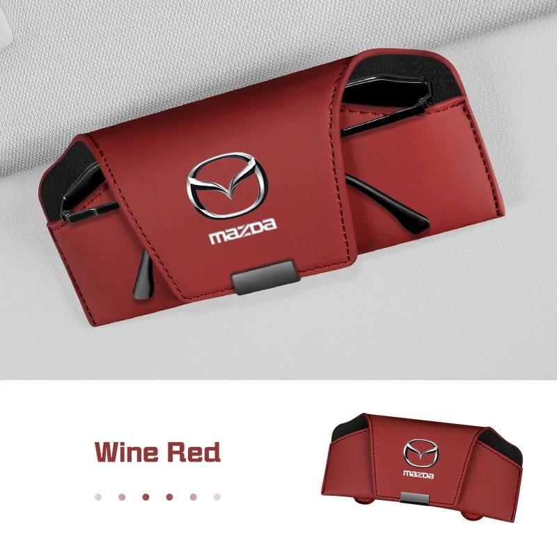 Leather Car Sun Visor Sunglasses Holder Eyeglasses Storage Clip For Mazda CX5 CX30 CX50 CX3 CX8 CX9 CX60 CX70 CX90 Mazda3 MX5