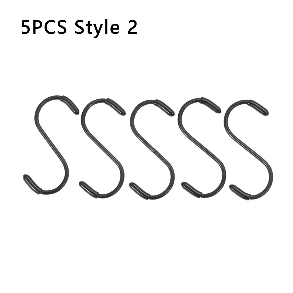 5pcs/pack 7*3*3CM Black S Shaped Hook Stainless Steel Hooks & Rails Kitchen Bathroom Household Hanger Storage Holders Organizer