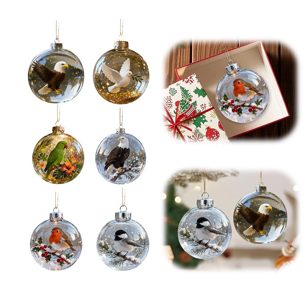 Ornements Boules de Noël en Verre Avec Oiseau Aigle Colombe Perroquet Pour Sapin de Noël Fête de Fête Ornements Suspendus Décorations Xmas O2I4