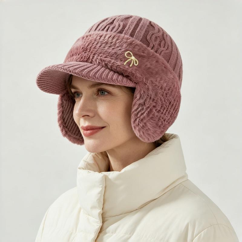 Women S Winter Fleece Knit Earflap Cap For Middle Aged Moms