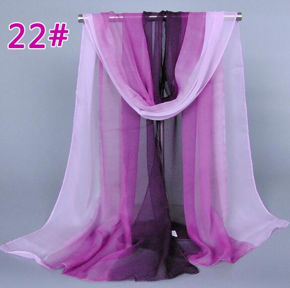 Lady Fashion Voile Girls Scarves Chiffon Scarf Women High Quality Gradual Color Women Silk Scarf  Popular Scarves Wrap shawl