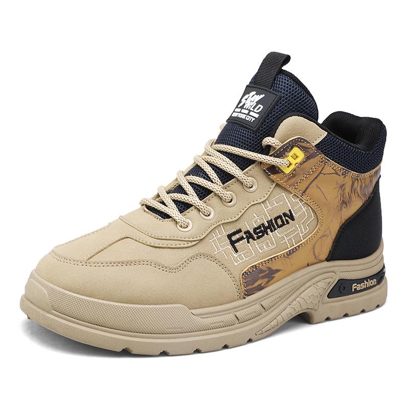 

Men s shoes new autumn high-top sports and leisure shoes waterproof work labor insurance outdoor mountaineering tooling trendy shoes 39 хакі