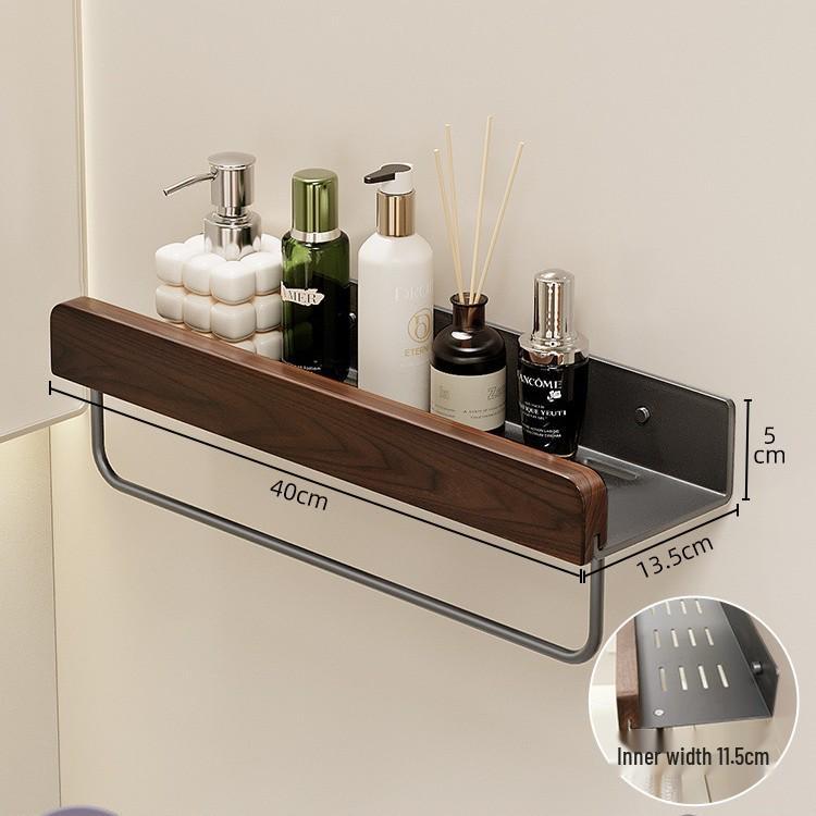 Vintage Walnut Bathroom Wall Shelf & Cosmetic Rack